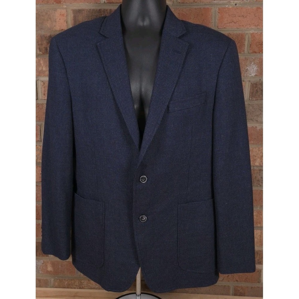 Jos A Bank 1905 Brrr Comfort Blazer 40S‎ Blue Houndstooth Slim Fit Jacket